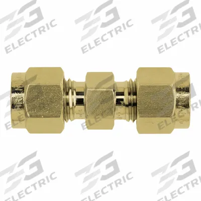BRENNAN INDUSTRIES Compression Fitting Union: 1/2 in OD x 1/2 in OD Size, Tube x Tube - Clean & Bagged Double-Ferrule Brass Compression Fittings