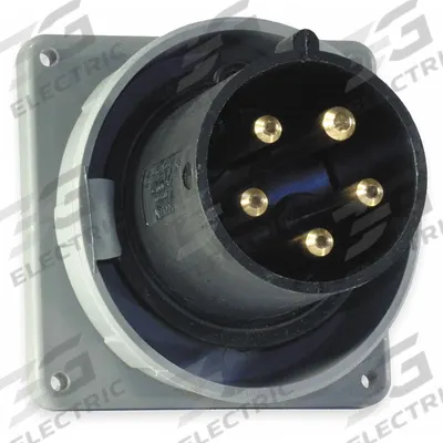 HUBBELL Pin and Sleeve Inlet: Black, 347/600V AC, Three Phase, 60 A, 4 Pole, 5 Wire - Watertight Inlets