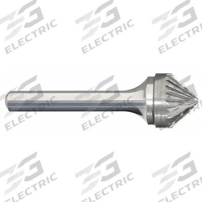 APPROVED VENDOR Carbide Bur: 90° Cone, SK-3, Double Cut, 3/8" x 3/16" Head - Double-Cut 90-Degree Cone Burs