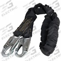 MILLER BY PIP Shock-Absorbing Lanyard: Tubular Webbing, Arc-Flash Rated, Steel Snap Hook, 1 Legs (MPN 216MK-Z7/6FTBK). Key specifications — Brand: MILLER BY PIP; Color: Black; Visual Load Indicator: Yes; Shock-Absorbing Lanyard Material: Polyester.