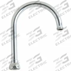 CHICAGO FAUCETS Spout: Spout, Gooseneck, Swivel Spout, Brass, Polished Chrome, Laminar, UNEF (MPN GN2AH8JKABCP). Key specifications — Includes: Mounting Hardware; Product Type: Spout; Spout Style: Swivel; Body Material: Brass; Color/Finish: Polished Chrome; Brand: CHICAGO FAUCETS.