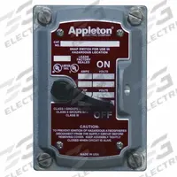 APPLETON ELECTRIC Switch Cover: Tumbler Switches (MPN EDSF23WQ). Key specifications — attr206748: EDSF23WQ; attr1023121: Tumbler Switches; attr1023126: Malleable Iron Cover; attr1023128: Front Cover with Switch; attr211297: APPLETON ELECTRIC; attr1024199: Contender™.