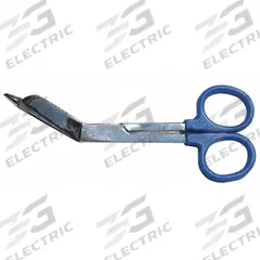 EMI Colorband Scissor: Bandage Scissors, Stainless Steel, Angled, Plastic, 5 1/2 in Overall Lg, Blue (MPN 310 NAVY BLUE). Key specifications — Disposability: Reusable; Product Type: Bandage Scissors; Color: Blue; Blade Material: Stainless Steel; Handle Material: Plastic; Brand: EMI; Blade End Type: Angled.
