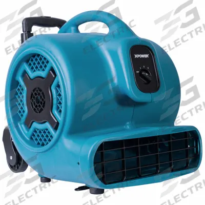 XPOWER Centrifugal Blower: 3,200 cfm, 3/4 hp, Fixed Frame, 115V AC, 3 Speeds, Blue - Portable Blowers