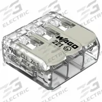 WAGO Lever Wire Connector: 3 Port, 24 AWG – 12 AWG Solid Wire Size Range, 20 A, 440 V, 221 Ex Series (MPN 221-483). Key specifications — Brand: WAGO; Product Type: Lever; Series: 221 Ex.