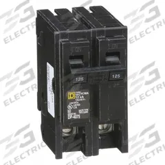 SQUARE D Miniature Circuit Breaker: 125 A, 120/240V AC, Single Phase, 10kA at 120/240V AC, 2 Poles (MPN HOM2125). Key specifications — Phase: Single; Amps: 125 A; AC Voltage Rating: 120/240V AC; Max. AIR Rating: 10kA at 120/240V AC; For Use With: Homeline Load Center; Brand: SQUARE D.