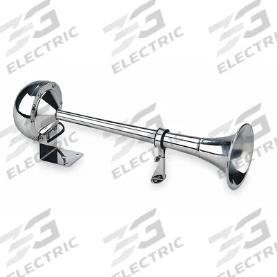 WOLO Electric Horn: 12V DC, Low Tone, Electric, Silver, Bright Polished - Electric-Powered Horns