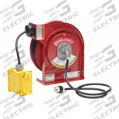REELCRAFT Extension Cord Reel: Ratchet Lock, 45 ft Cord Lg, 12 AWG, SJEOOW, 5-20R Cord Lg - Self-Retracting Cord Reels