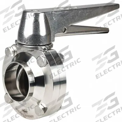 DIXON Butterfly Valve: 1 1/2 in Pipe Size, Solder, 140 psi Max. Pressure (CWP) - 3-A Certified Stainless Steel Butterfly Valves