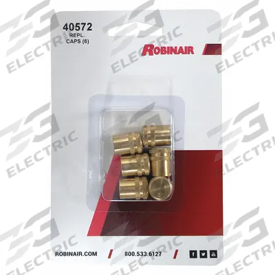 ROBINAIR Access Valve Cap: Brass (MPN 40572) - Refrigerant Machine Replacement Hoses & Couplers