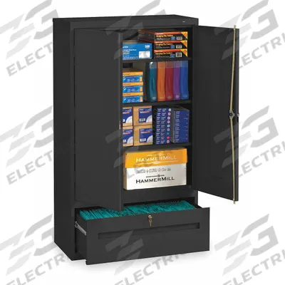 TENNSCO Lateral File Drawer Cabinet: 36 in x 18 in x 66 in, Recessed Pull Handle & Keyed - Commercial Shelf Cabinets with Drawers