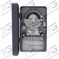 TORK Electromechanical Timer: 24 hr, 120-277V AC, DPST, Mechanical (MPN 7209A). Key specifications — Body Material: Metal; Indoor/Outdoor Usage: Indoor; Brand: TORK.