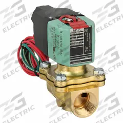 REDHAT Solenoid Valve: 2-Way, Normally Closed, 3/4 in Pipe Size, 24 to 120V AC/DC, Watertight (MPN 8210P095LF 24-120). Key specifications — Pipe Size: 3/4 in; Voltage: 24 to 120V AC/DC; Brand: REDHAT; Coil Enclosure: Watertight.