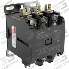 DAYTON Definite Purpose Magnetic Contactor: 3 Poles, 120V AC, 63 A, Non-Reversing (MPN 783XZ1). Key specifications — Brand: DAYTON; Coil Voltage: 120V AC; Contactor Style: HVACR Definite Purpose Contactor; Mounting Style: Through Panel; Terminal Connection Type: Box Lugs; Maximum Voltage Rating: 600V AC; Phase: Three; Main Pole Contact Form: 3NO.