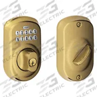 SCHLAGE RESIDENTIAL Trim Keypad Deadbolt: 1 3/4 in Door Thick - Max, Push Button, Brass (MPN BE365 PLY 609)