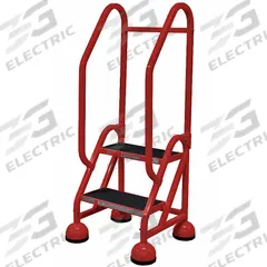 COTTERMAN Rolling Ladder: 1.5 ft Platform Ht, Partially Assembled, Steel, Wt-Actuated Auto-Lock (MPN ST-201 A2 C6 P5). Key specifications — Includes Handrails: Handrails Included; Material: Steel; Brand: COTTERMAN; Color: Red.