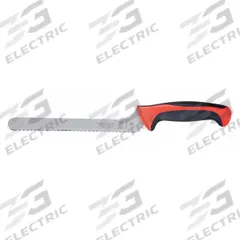 MERCER CUTLERY Utility Knife: Offset, 8 in Overall Lg, Steel Blade, Santoprene/Polypropylene Handle (MPN M22418RD). Key specifications — Sub-brand: Millennia Colors; Brand: MERCER CUTLERY; Blade Material: Steel; Blade Type: Offset; Edge Style: Sharp Edge; Wavy Edge; Forged/Stamped: Stamped; Handle Color: Red.