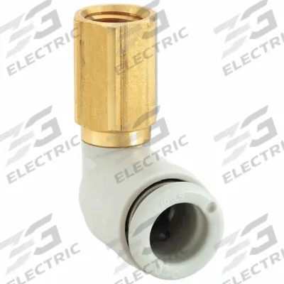 SMC Push-Fit Elbow Fitting: 4 mm OD x 6 mm Pipe Size, Push-to-Connect x Metric - Polybutylene & Brass Tube Fittings