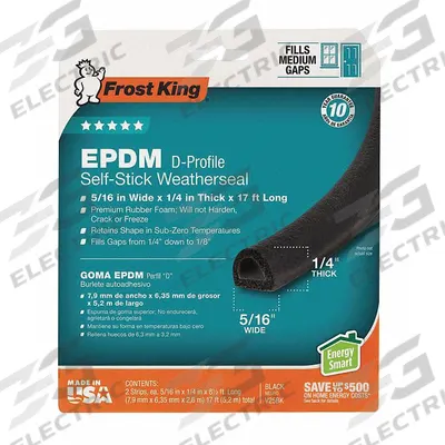 FROST KING Door Weatherstripping: 17 ft Lg, 5/16 in Wd - Weatherstrip Tubing