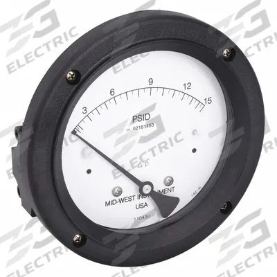 MIDWEST INSTRUMENT Differential Pressure Gauge: Back, 1/4 in NPT Female, Model 142 - Medium & High Operating Pressure Differential Gauges