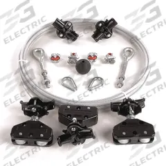DAYTON Festoon System Kit: Wire Rope, 20 ft – 20 ft, 32 ft Min Cable/Hose Required, Round (MPN 33N207). Key specifications — Brand: DAYTON; Compatible Cable Type: Round; Included Components: Clamps; Track Type: Wire Rope.