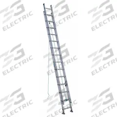 WERNER Extension Ladder: 28 ft Ladder Size, Aluminum, 225 lb Load Capacity, 43 lb Wt, 2 Sections (MPN D1228-2). Key specifications — Color: Silver; Brand: WERNER; Included Features: Rope and Pulley; Removable Fly: Removable.