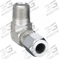 PARKER Compression Fitting Elbow: 1/4 in OD x 1/4 in Pipe Size, 1/4-18 Thread Size, Steel (MPN 4-4 CBU-S). Key specifications — Brand: PARKER; Series: Ferulok.