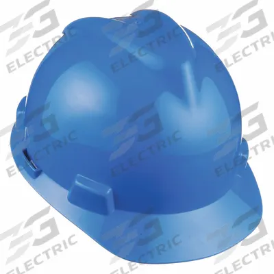MSA Hard Hat: Blue, No Graphics, Ratchet (4-Point), Ratchet, Polyethylene, Side-Slots - General Purpose Front-Brim Hard Hats (Type 1, Class E)