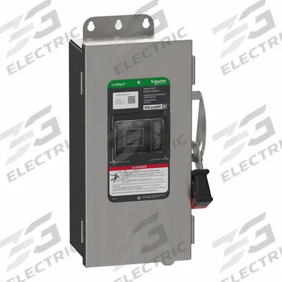 SCHNEIDER Safety Switch: Fusible, 30 A, Single Phase, 240V AC, Galvanized Steel - Fusible Safety Switches