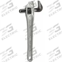 ROTHENBERGER One-Handed Pipe Wrench: Aluminum, 2 in Jaw Capacity, Serrated, 14 in Overall Lg, I-Beam (MPN 70115). Key specifications — attr309808: I-Beam; attr309815: Aluminum; attr324941: ROTHENBERGER.