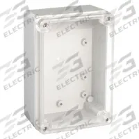 BOX ENCLOSURES Enclosure: Gray, Polycarbonate, 3 in x 3 in x 2 in, NEMA 4, Clear Cover (MPN BEN-20PC). Key specifications — Color: Gray; Cover Style: Clear; NEMA Enclosure Rating: 4; Brand: BOX ENCLOSURES.