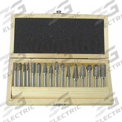 WESTWARD Carbide Bur Set: 1/4" Shank, Double Cut, 1/4" to 1/2" Head Dia - Double-Cut Carbide Bur Sets