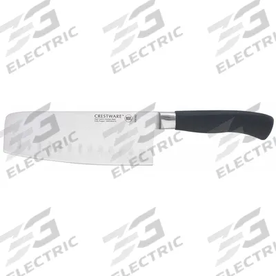 CRESTWARE Cleaver: Granton Edge, 7 in Overall Lg, Steel Blade, Santoprene Handle - Cleavers
