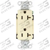 BRYANT Receptacle: Decorator Duplex, 5-20, Ivory, 125V AC, 20 A, 2 Pole / 3 Wire (MPN DRS20I)