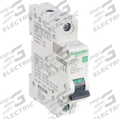 SCHNEIDER Supplementary Protector: 0.5 A Amps, 250V DC, 5kA at 250V DC, Screw Clamp - DC-Only Rated, 1-Pole UL1077 DIN Rail-Mount Supplementary Protectors