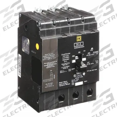 SQUARE D Miniature Circuit Breaker: 30 A, 277/480V AC, Three Phase, 18kA at 277/480V AC - EDB & EGB Series, Bolt-On Square D Miniature Circuit Breakers
