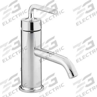 KOHLER Straight Spout Bathroom Faucet: Purist, Brass, Polished Chrome Finish - Single-Post Handle Bathroom Faucets