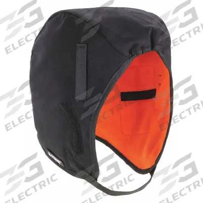 N-FERNO BY ERGODYNE Hard Hat Liner: Cotton, Ears/Head, Hook-and-Loop, Black, Universal - Hard Hat Liners