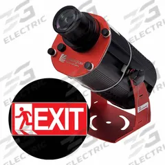 LASERGLOW TECHNOLOGIES Fixed Image Projector: Projector, Lens and Image Template, Exit, Red/White (MPN HSV8F085X). Key specifications — Brand: LASERGLOW TECHNOLOGIES; Includes: Mounting Brackets; Laser Color: Red; Watts: 80 W; Legend/Background Color: Exit; Manufacturer Part Number: HSV8F085X; Product Type: Projector, Lens and Image Template.