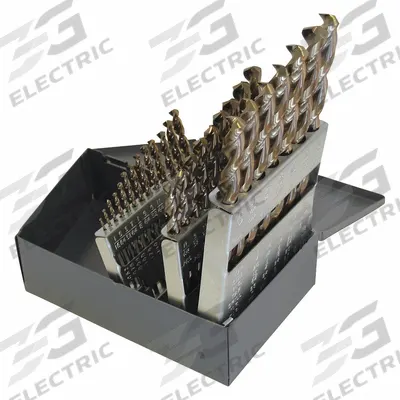 CLEVELAND Jobber Length Drill Bit Set: 29 Pc, 1/16" to 1/2" by 64ths, 135° Split Point - Cobalt Jobber-Length Drill Bit Sets for Deep Hole-Drilling