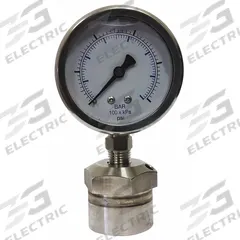 KODIAK Vacuum Gauge with Diaphragm Seal: 0 psi to 300 psi, KC301/DSM35, 2 1/2 in Dial, Mineral Oil (MPN KC301L25300/DSM3511). Key specifications — Brand: KODIAK; Gauge Case Liquid: Glycerin; Seal Fill Liquid: Mineral Oil; Gauge Case Material: 304 Stainless Steel; Seal Lower Housing Material: 316 Stainless Steel; Accuracy: ±1.60%; Gauge Wetted Parts: Stainless Steel.