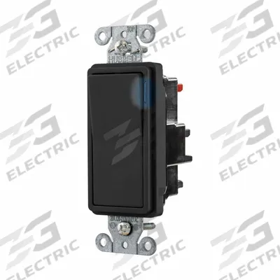 HUBBELL Wall Switch: Rocker Switch, 3-Way, Maintained, Black, 120/277V AC - Rocker Wall Switches