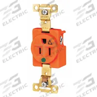 BRYANT Receptacle: Hospital Grade, Single, 5-15R, Orange, 125V AC, 15 A, 2 Pole / 3 Wire (MPN 8210IG)