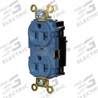 HUBBELL Receptacle: Duplex, 5-20, Blue, 125V AC, 20 A, 2 Pole / 3 Wire (MPN HBL5362STBL)