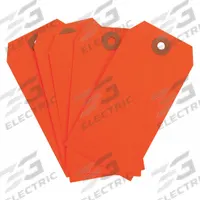 BRADY Shipping Tag: #5, 4 3/4 in Tag Ht, 2 3/8 in Tag Wd, 30 Points, Fluorescent Red, 1,000 PK (MPN 102084). Key specifications — Card Stock Thickness: 30 Points; Tag Color: Fluorescent Red; Tag Material: Cardstock; Brand: BRADY.