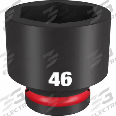 MILWAUKEE Standard Impact Socket: 3/4 in Drive Size, Metric, 46 mm Socket Size, 6-Point - 3/4" Drive Impact Sockets