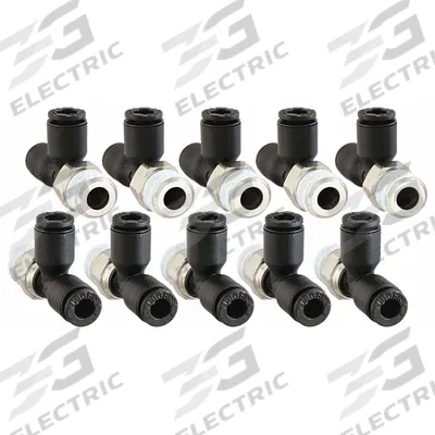 LEGRIS Push-Fit Tee Fitting: 4 mm OD x 4 mm OD x 1/8 in Pipe Size, Tube x Tube x MBSPT - Nylon & Nickel-Plated Brass Tube Fittings