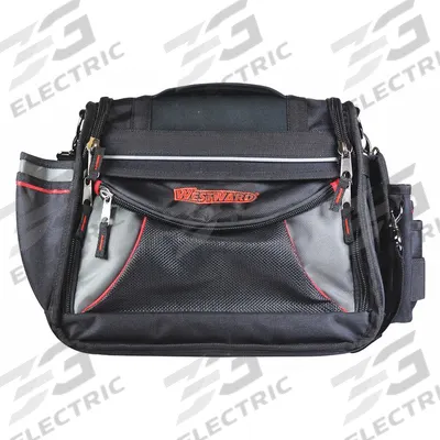 WESTWARD Tool Bag: 15 in W x 9 in D x 12 in H, Black, Polyester, 20 Pockets - Polyester Wide-Mouth Tool Bags