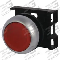 EATON Flush Push Button: Red, 22 mm Mounting Size, Non-Metallic, Momentary (MPN M22-DL-R). Key specifications — Brand: EATON; Action: Momentary; Series: M22; Push Button Material Type: Non-Metallic.