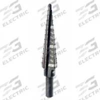 MILWAUKEE Step Drill Bit: 1/8" to 1/2", Black Oxide HSS, 3-Flats Shank (MPN 48-89-9201). Key specifications — attr1234936: Not Impact Rated.